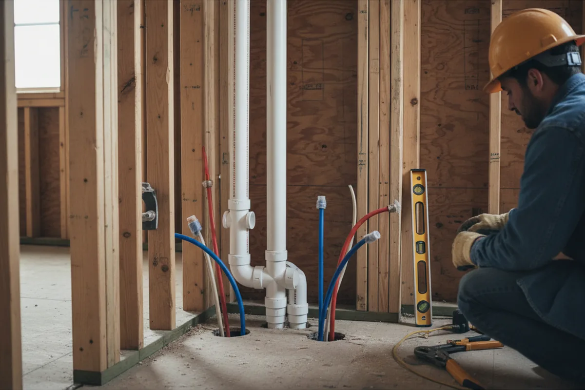 Drain and supply rough-in during Toilet Repair and Installation in Atkins